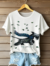 Scottish Terrier Imprimé O-cou T-shirt à manches courtes pour femmes